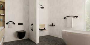 Healthcraft grabbars in a bathroom