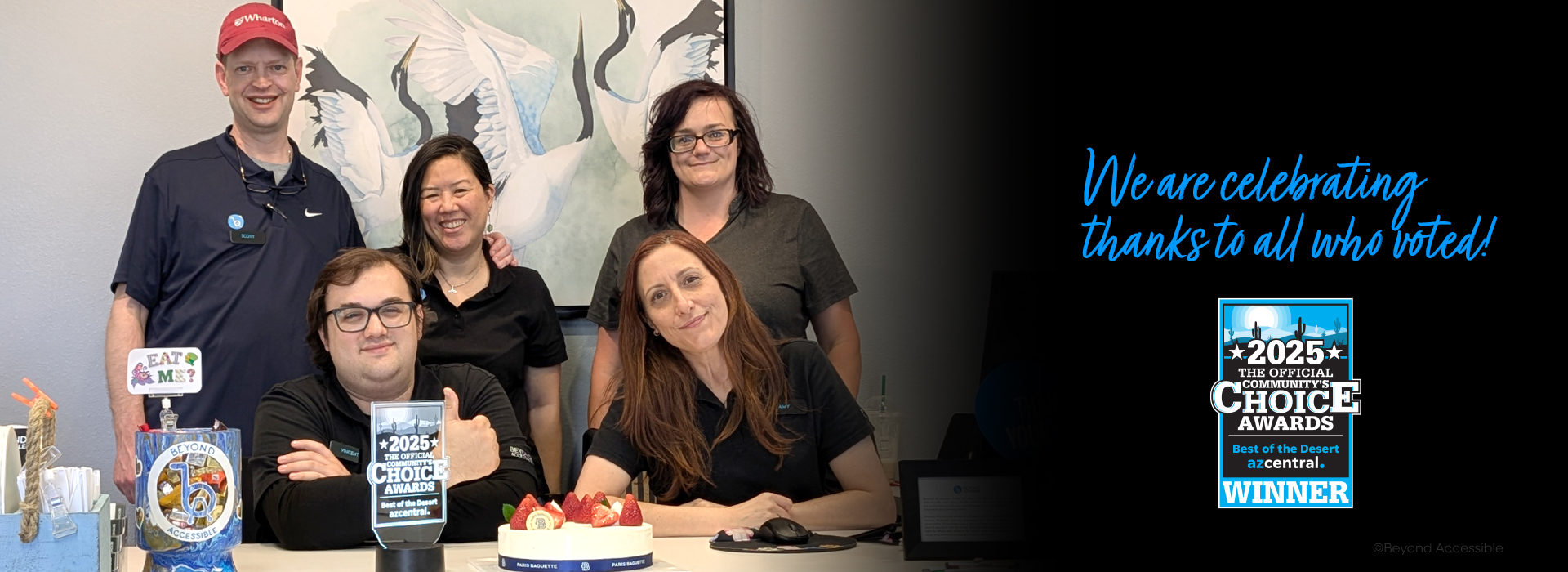 We are celebrating our fifth Best of The Desert Award - thank you to all those who voted! Photo of our team.