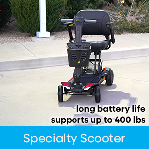 Specialty Scooter with long battery lift and supports up to 400 lbs.