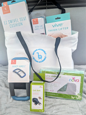 The Caregivers Essential Bag stuffed with all types of caregiver tools